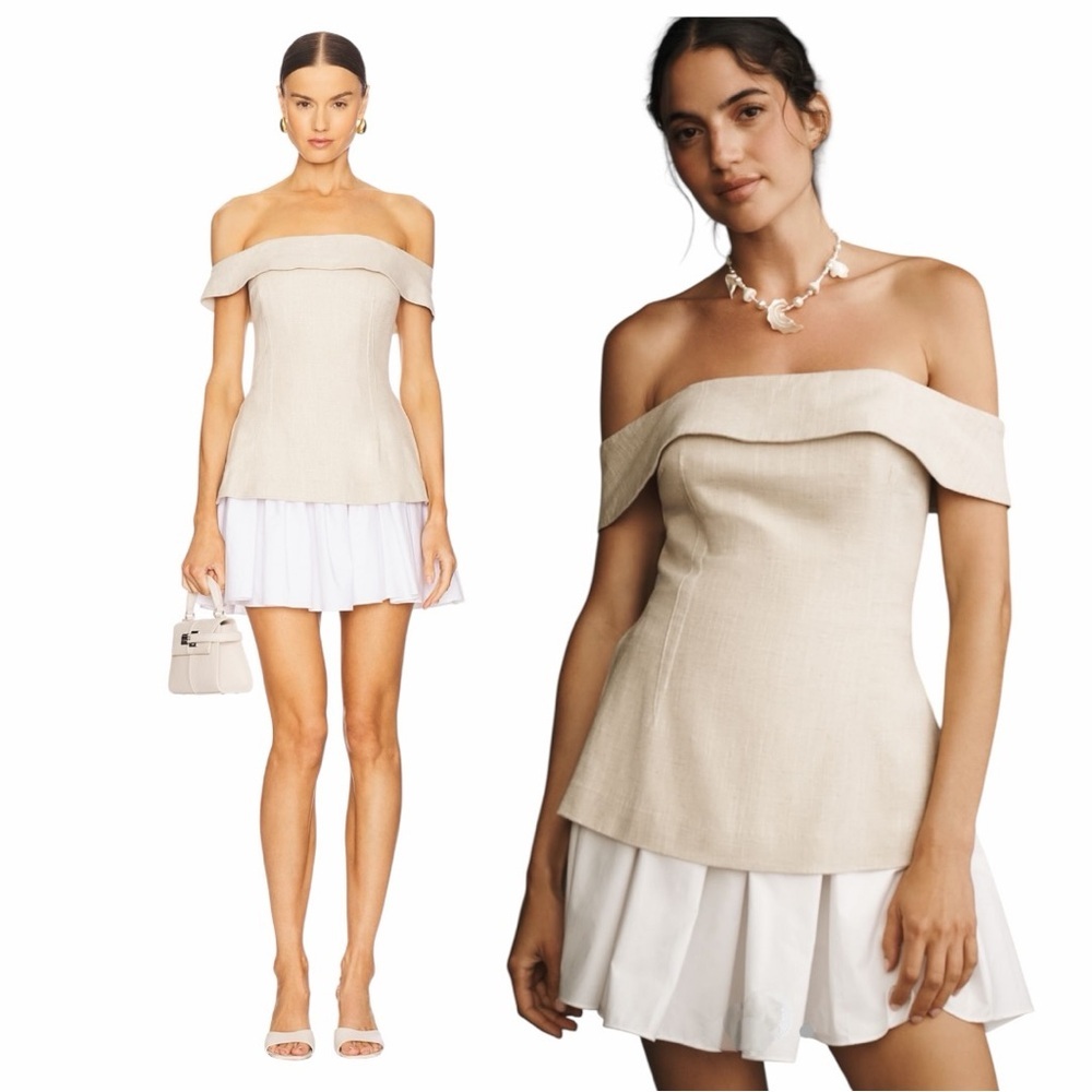 NWT Maude Club x Anthropologie Grace Off The Shoulder Twofer Mini Dress XSP